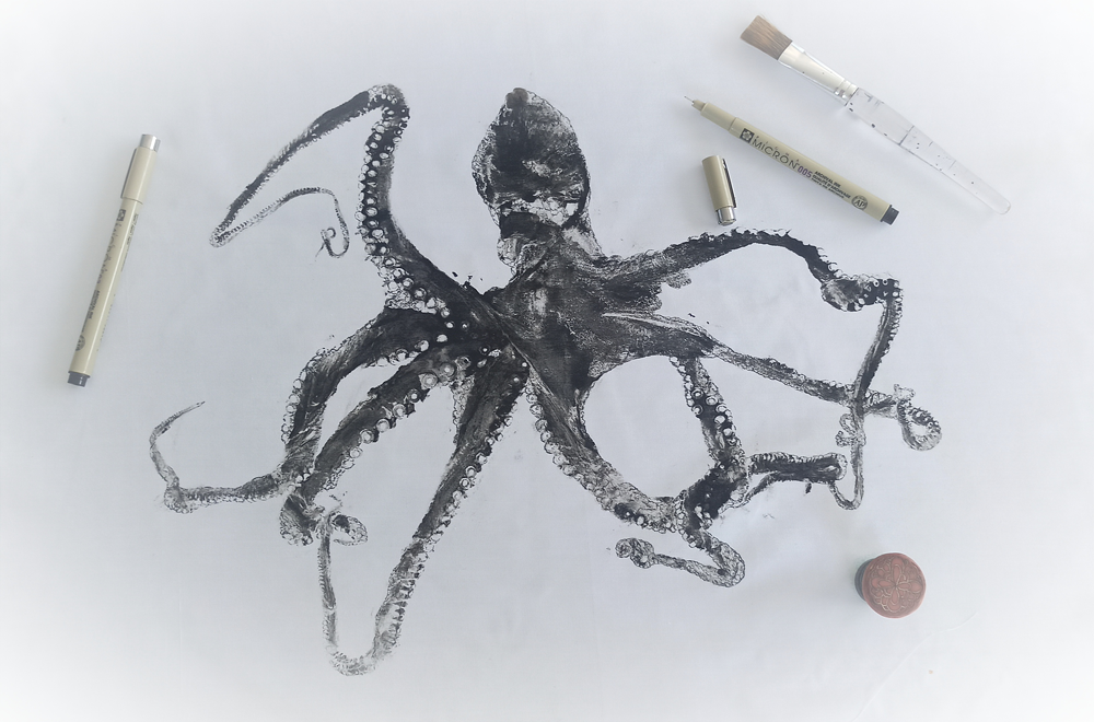 Octopus from Tanzania, 2022 - Ink & Acrylic on canvas